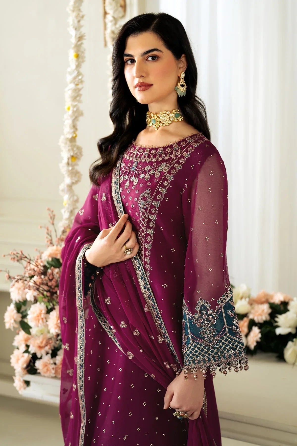 Alizeh | Selene Luxury Chiffon Collection 25 | AF-PS-8001-Rosie - Aqsa Fabrics