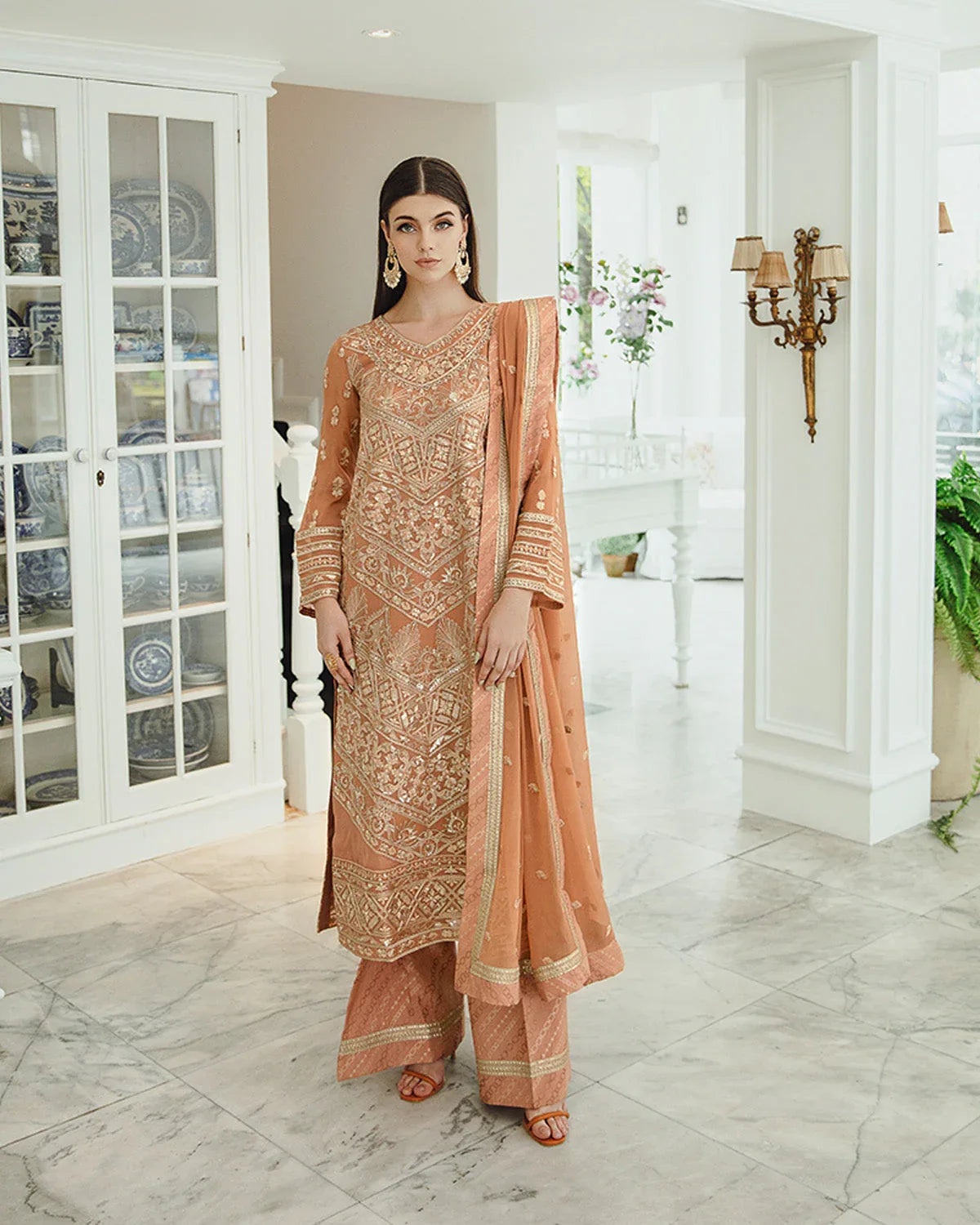 Maryum n Maria | Freesia Ariya Formals |  SW23-505 - Rosy Brown - Parisa - Aqsa Fabrics