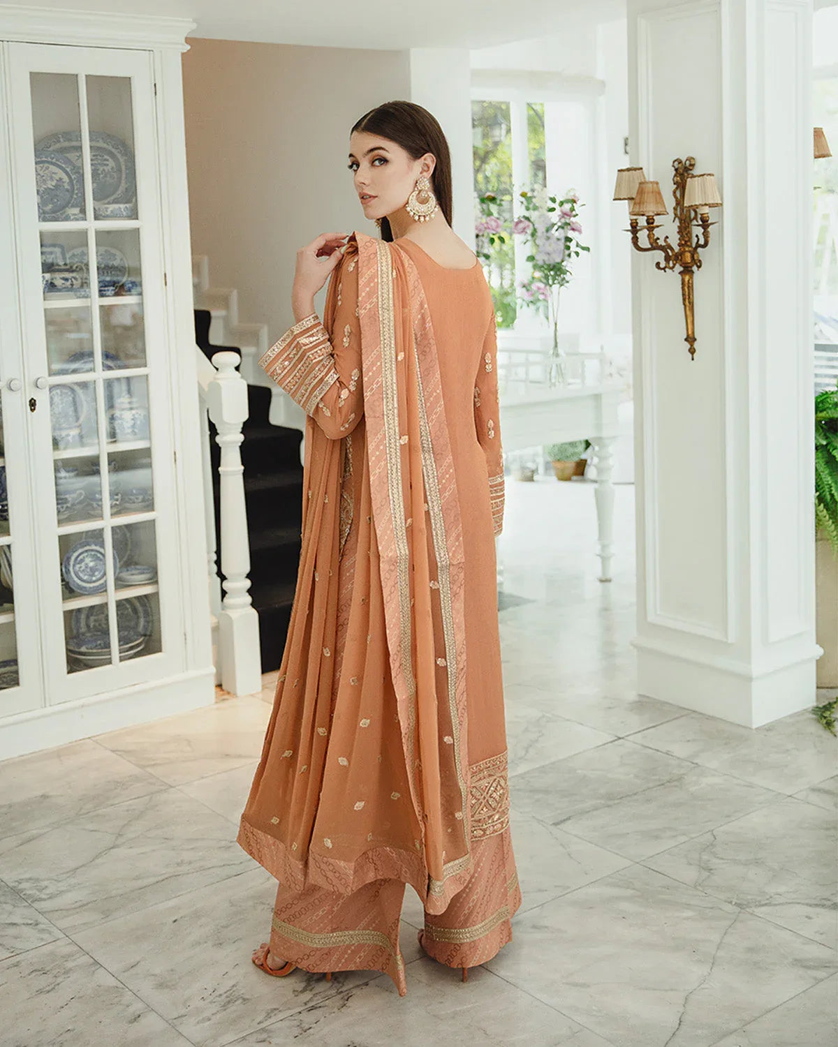 Maryum n Maria | Freesia Ariya Formals |  SW23-505 - Rosy Brown - Parisa - Aqsa Fabrics