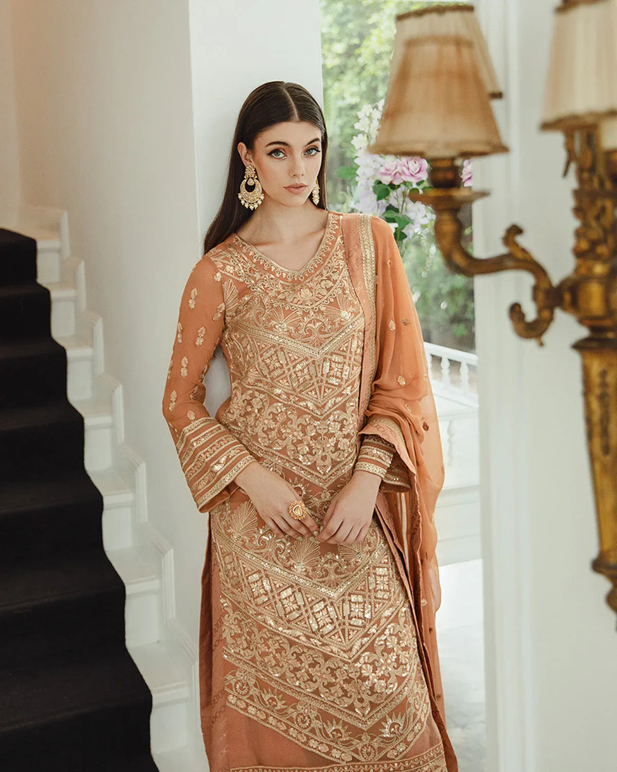 Maryum n Maria | Freesia Ariya Formals |  SW23-505 - Rosy Brown - Parisa - Aqsa Fabrics