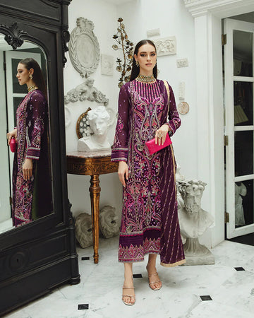 Maryum n Maria | Freesia Ariya Formals | SW23-502 - PLUM - Roshan - Aqsa Fabrics