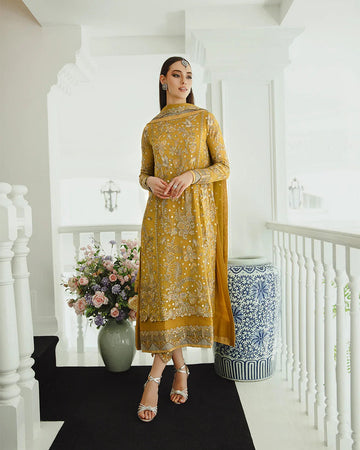 Maryum n Maria | Freesia Ariya Formals | SW23-510 - Ocher - Laleh - Aqsa Fabrics