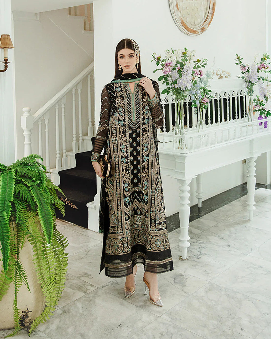 Maryum n Maria | Freesia Ariya Formals |  SW23-507 - Black - Iman - Aqsa Fabrics