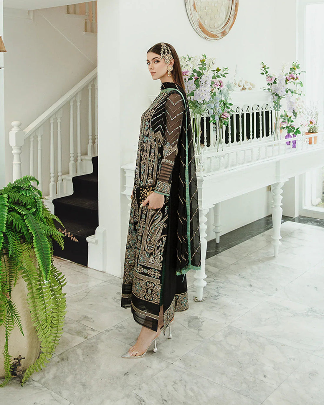 Maryum n Maria | Freesia Ariya Formals |  SW23-507 - Black - Iman - Aqsa Fabrics