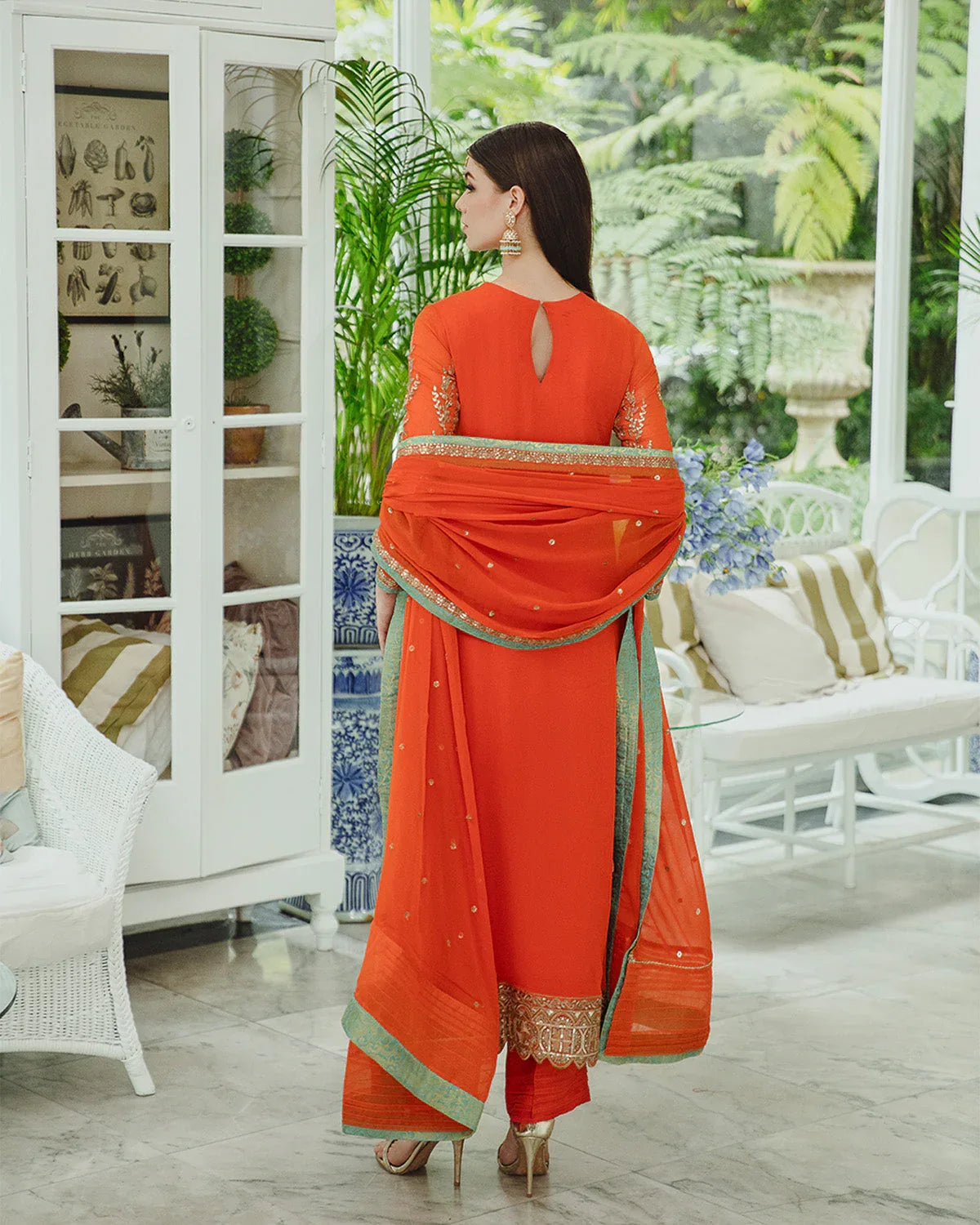Maryum n Maria | Freesia Ariya Formals | SW23-509 - Tiger Orange - Mina - Aqsa Fabrics