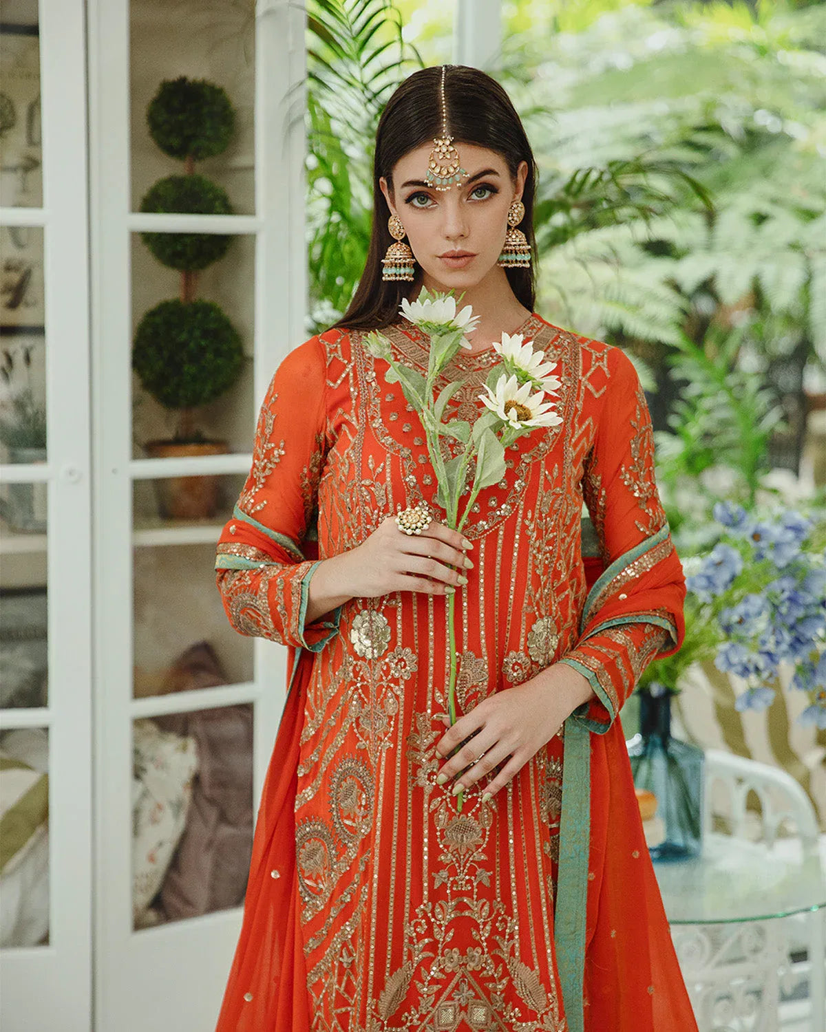 Maryum n Maria | Freesia Ariya Formals | SW23-509 - Tiger Orange - Mina - Aqsa Fabrics
