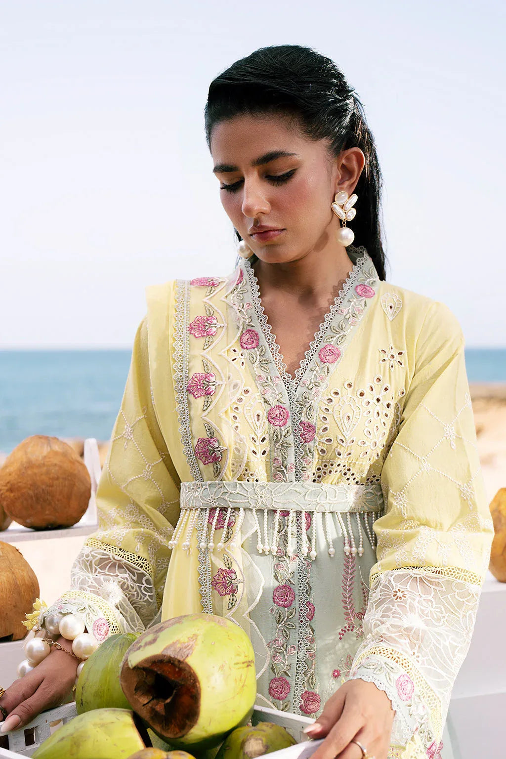 AJR Couture | Dastan Luxury Lawn 25 | Azure - Aqsa Fabrics