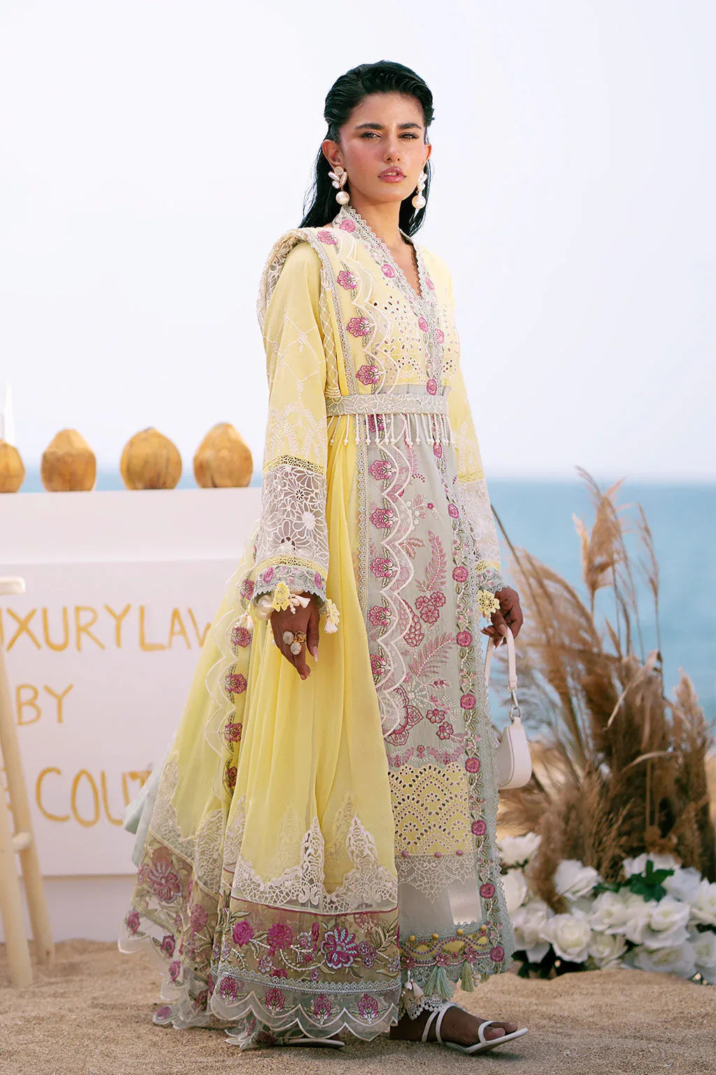 AJR Couture | Dastan Luxury Lawn 25 | Azure - Aqsa Fabrics