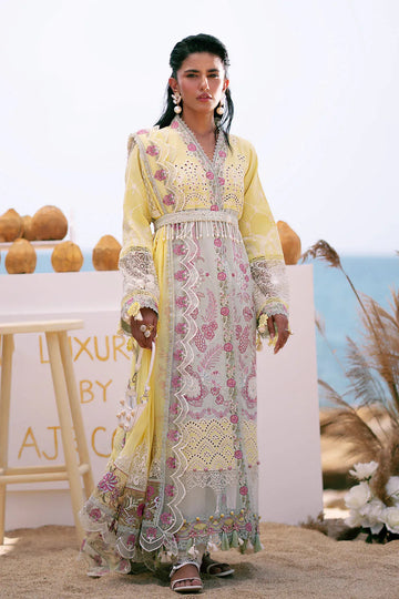 AJR Couture | Dastan Luxury Lawn 25 | Azure - Aqsa Fabrics