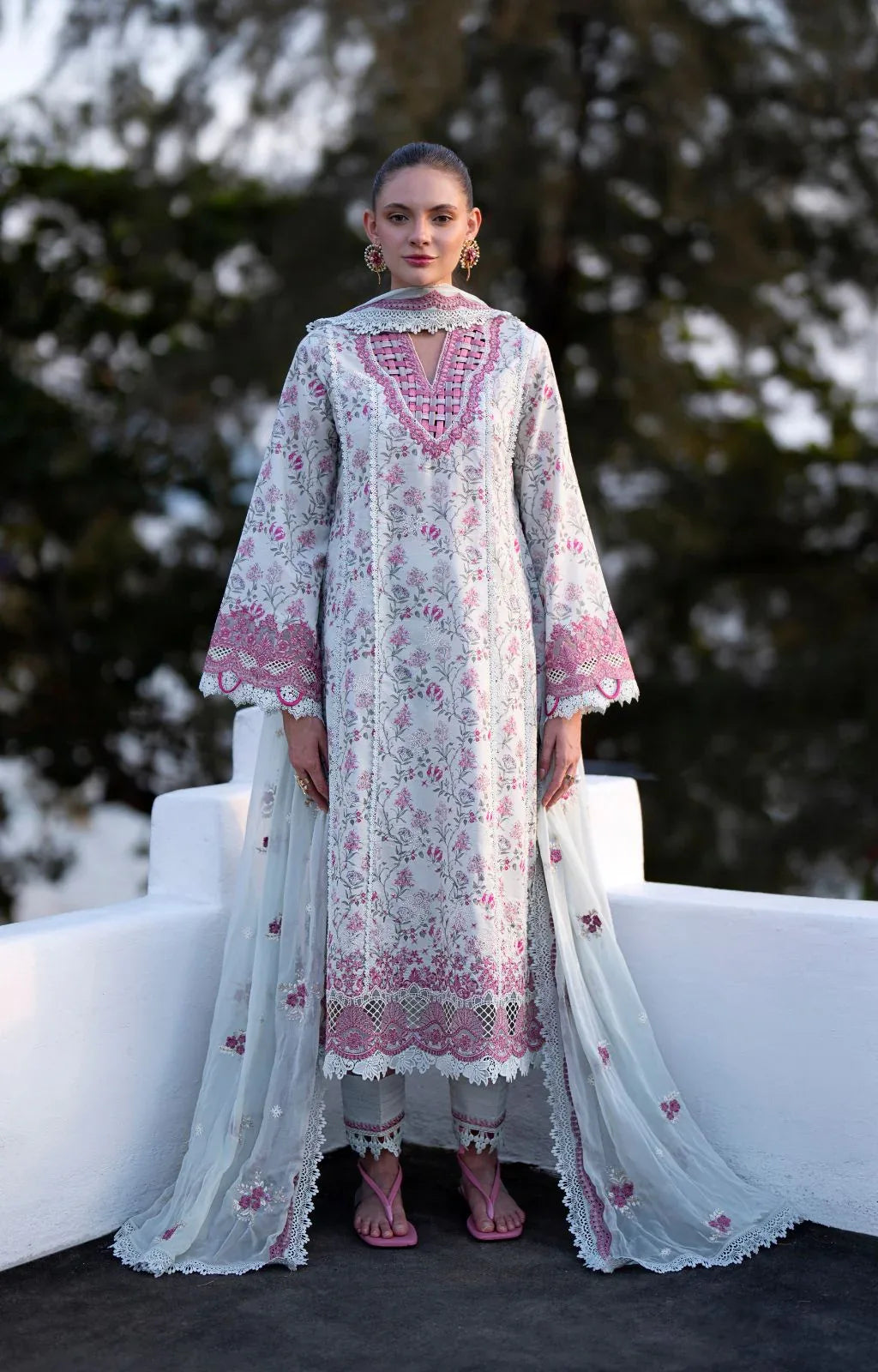 AJR Couture | Printakari Lawn 25 | Blush - Aqsa Fabrics
