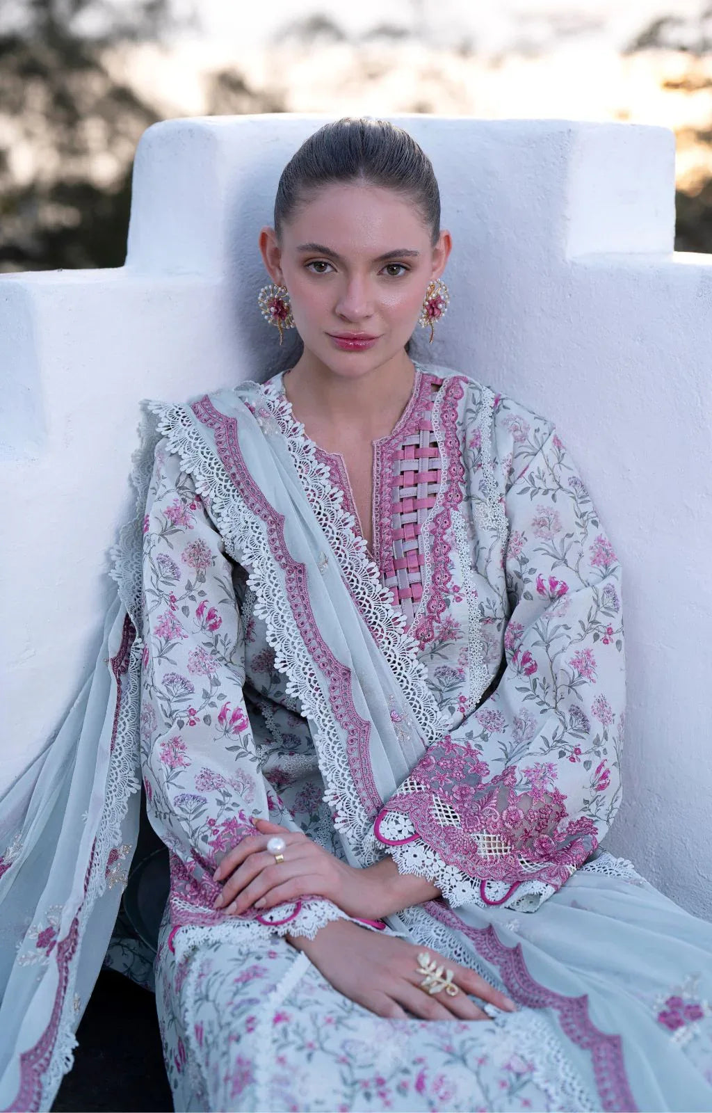 AJR Couture | Printakari Lawn 25 | Blush - Aqsa Fabrics