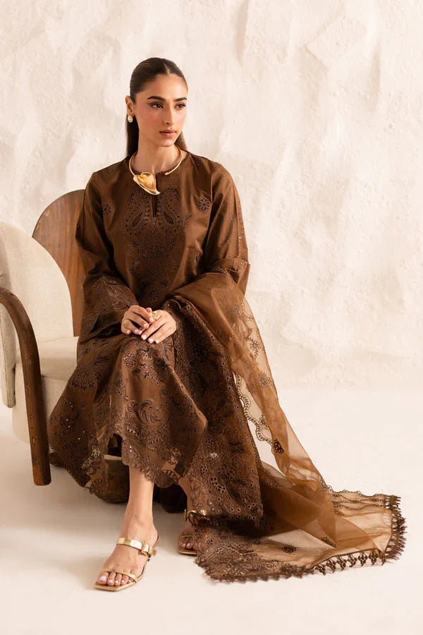 Marjjan | Guzel Lawn | SMC 206-A (Brown) - Aqsa Fabrics