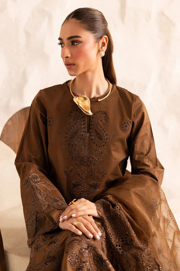 Marjjan | Guzel Lawn | SMC 206-A (Brown) - Aqsa Fabrics