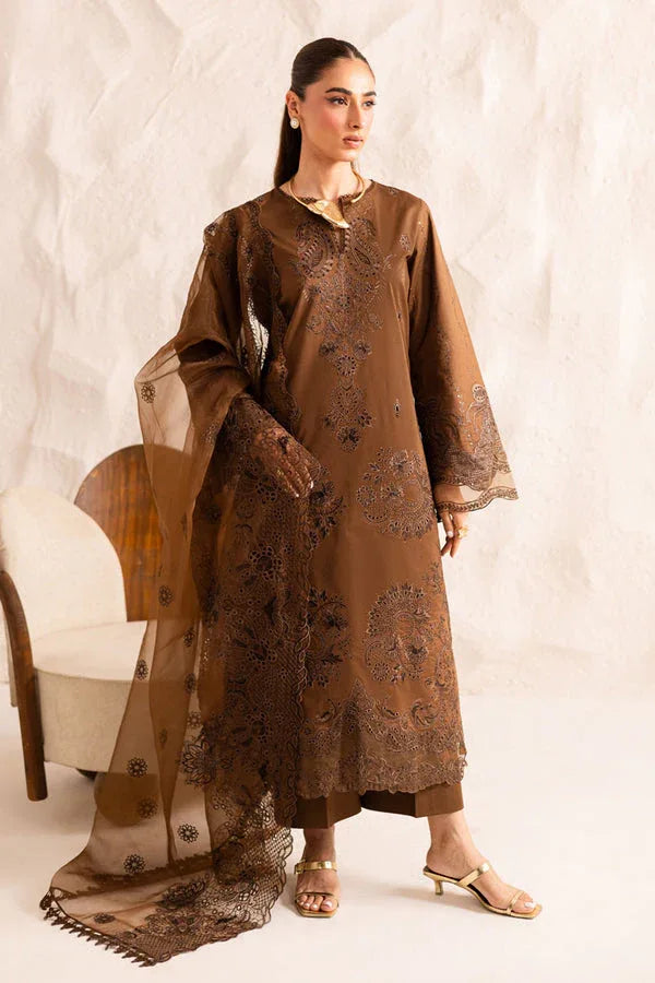 Marjjan | Guzel Lawn | SMC 206-A (Brown) - Aqsa Fabrics