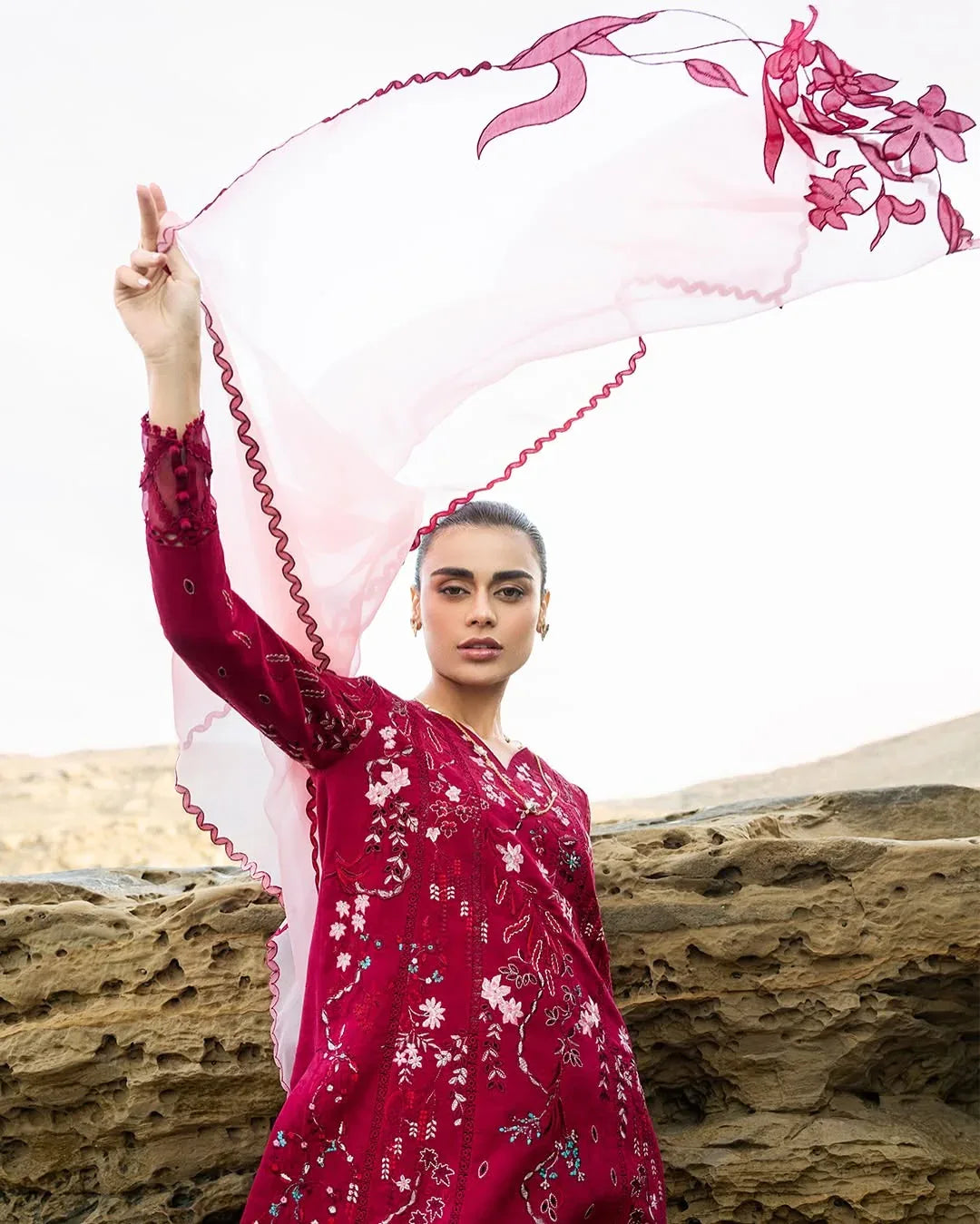Soraya - Noa Summer PretŸ??25 - Carmine - Aqsa Fabrics