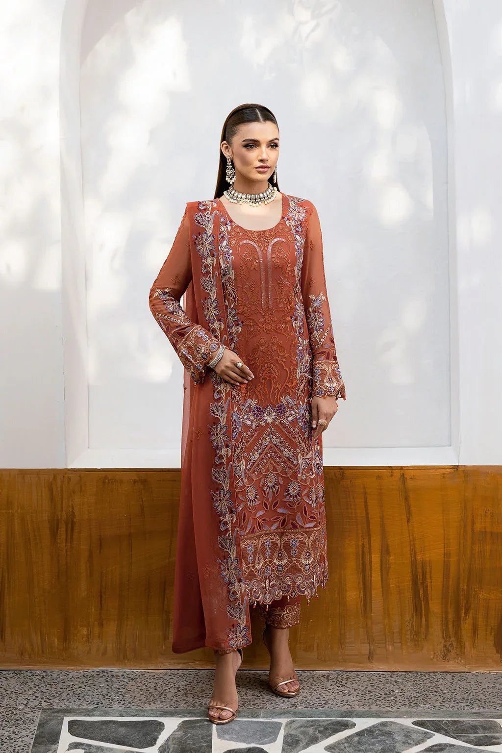 Ramsha | Chevron Chiffon Collection | A-1007 - Aqsa Fabrics