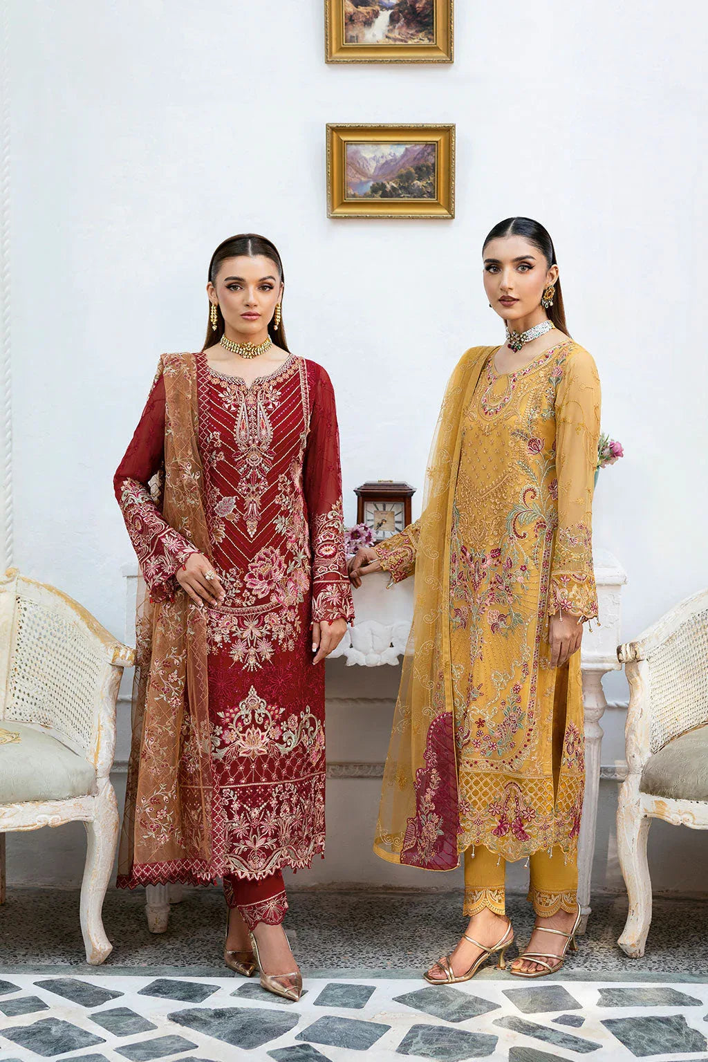 Ramsha | Chevron Chiffon Collection | A-1004 - Aqsa Fabrics