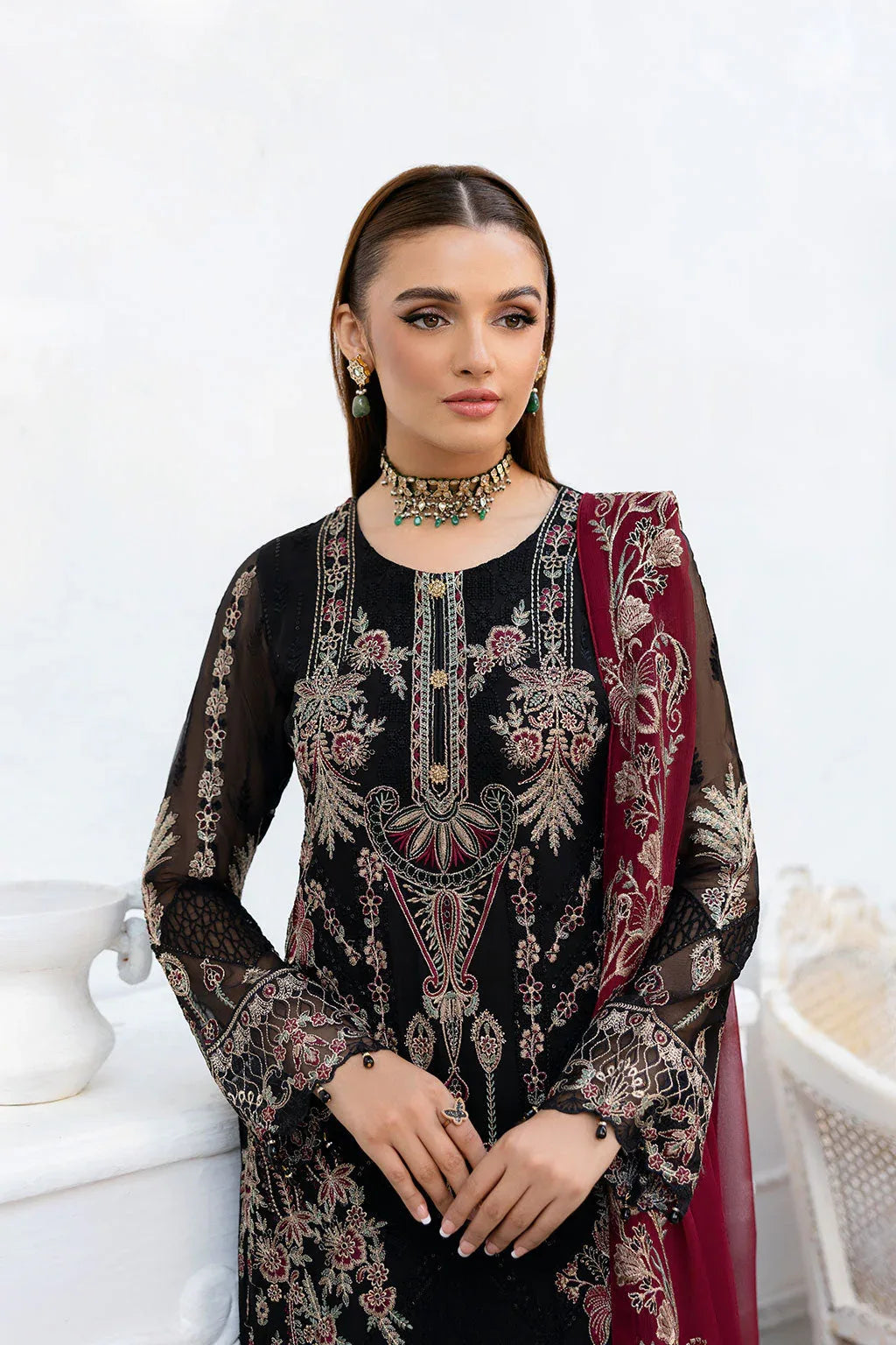 Ramsha | Chevron Chiffon Collection | A-1008 - Aqsa Fabrics