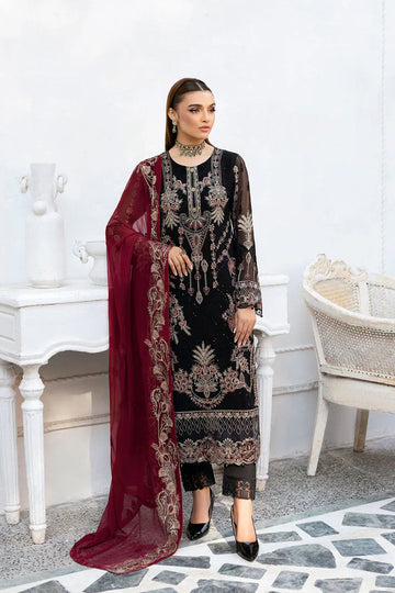 Ramsha | Chevron Chiffon Collection | A-1008 - Aqsa Fabrics