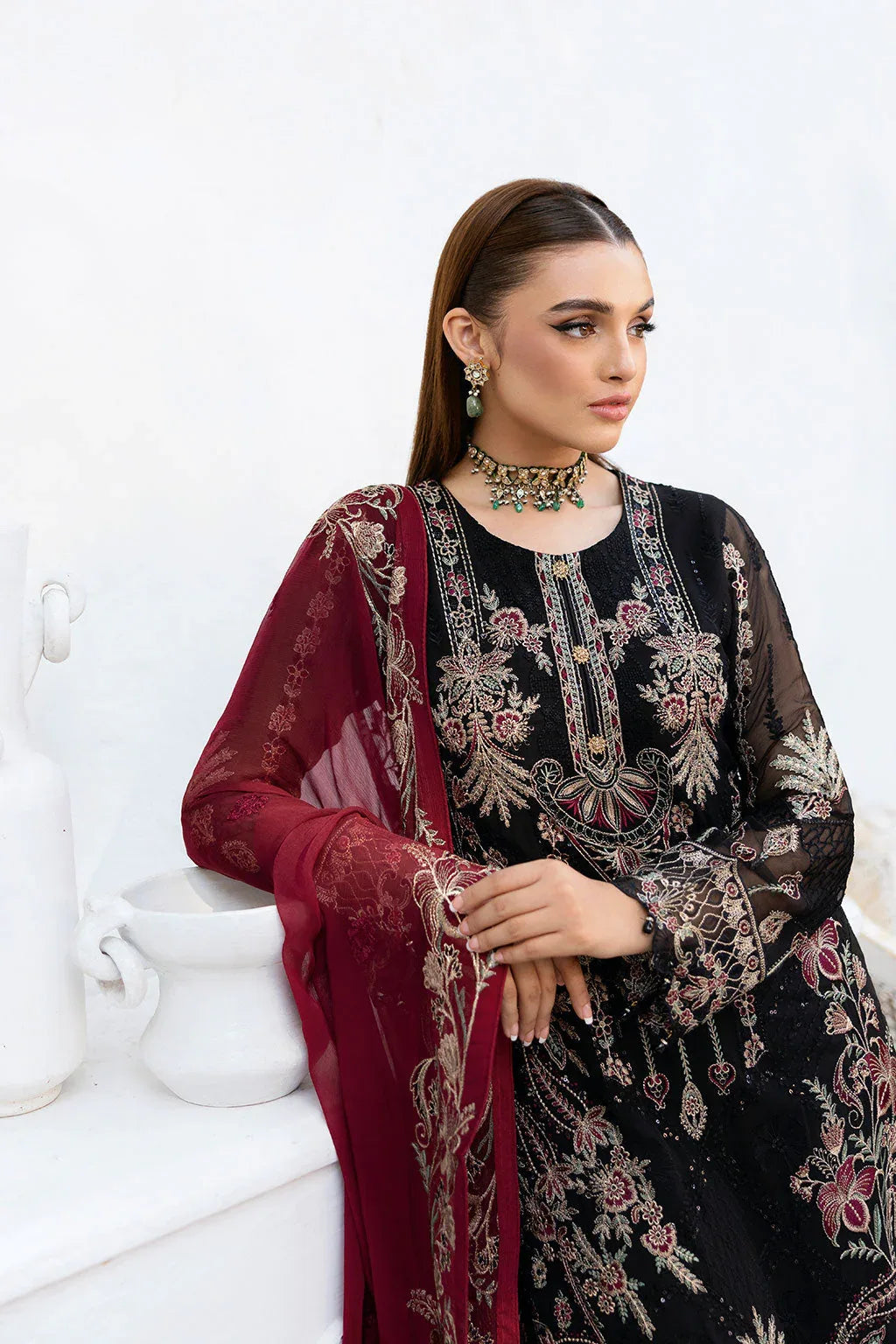 Ramsha | Chevron Chiffon Collection | A-1008 - Aqsa Fabrics