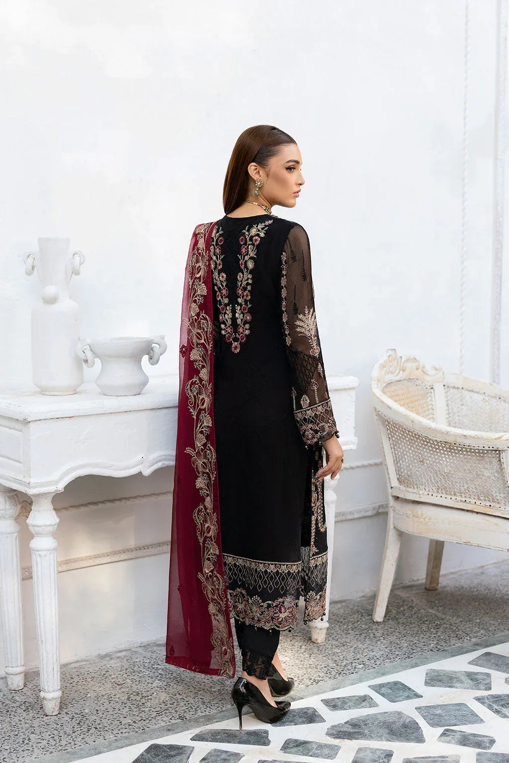 Ramsha | Chevron Chiffon Collection | A-1008 - Aqsa Fabrics