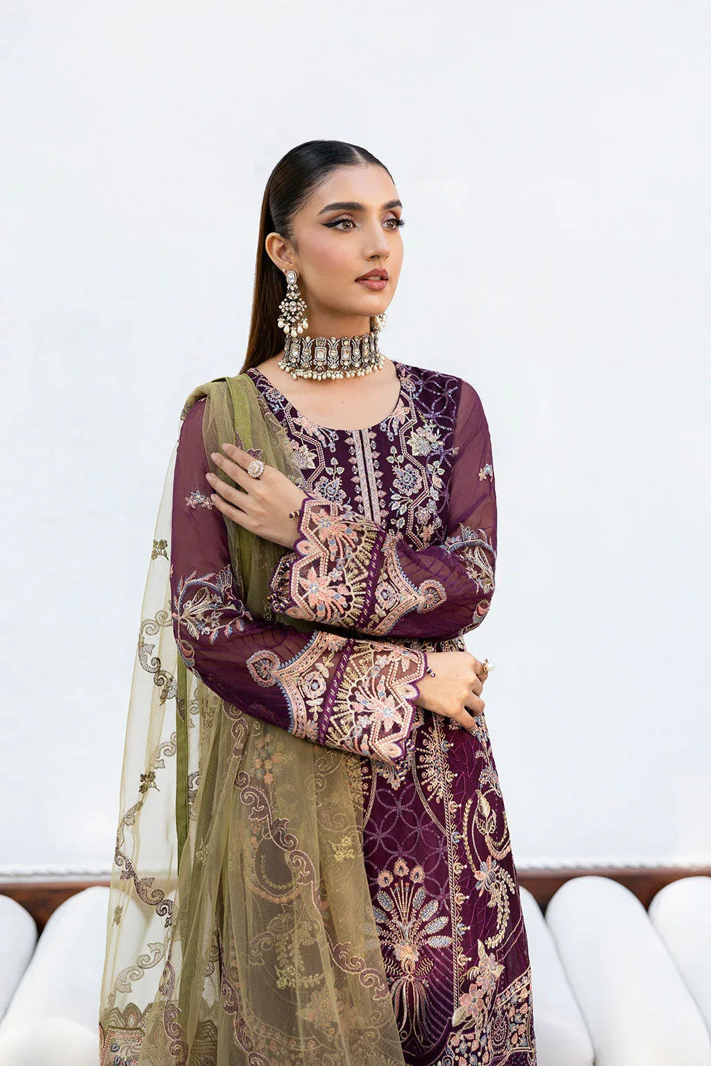 Ramsha | Chevron Chiffon Collection | A-1002 - Aqsa Fabrics