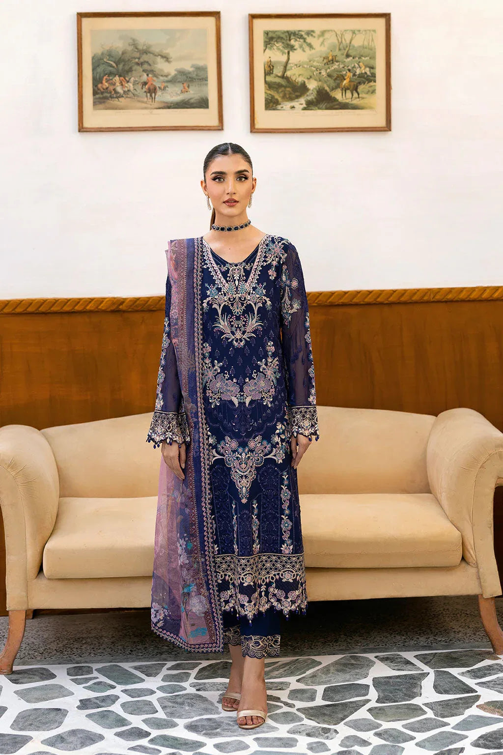 Ramsha | Chevron Chiffon Collection | A-1012 - Aqsa Fabrics