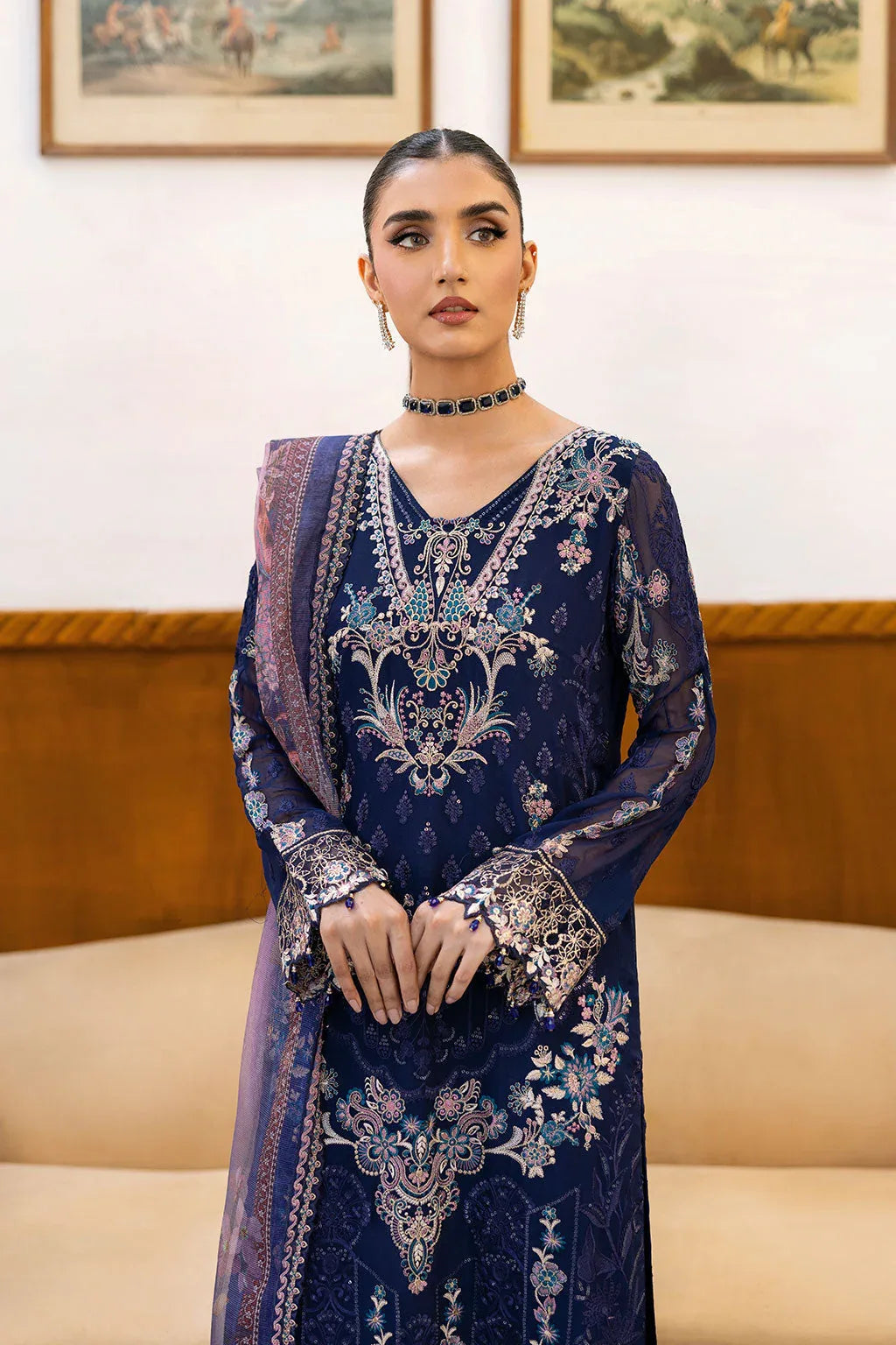 Ramsha | Chevron Chiffon Collection | A-1012 - Aqsa Fabrics
