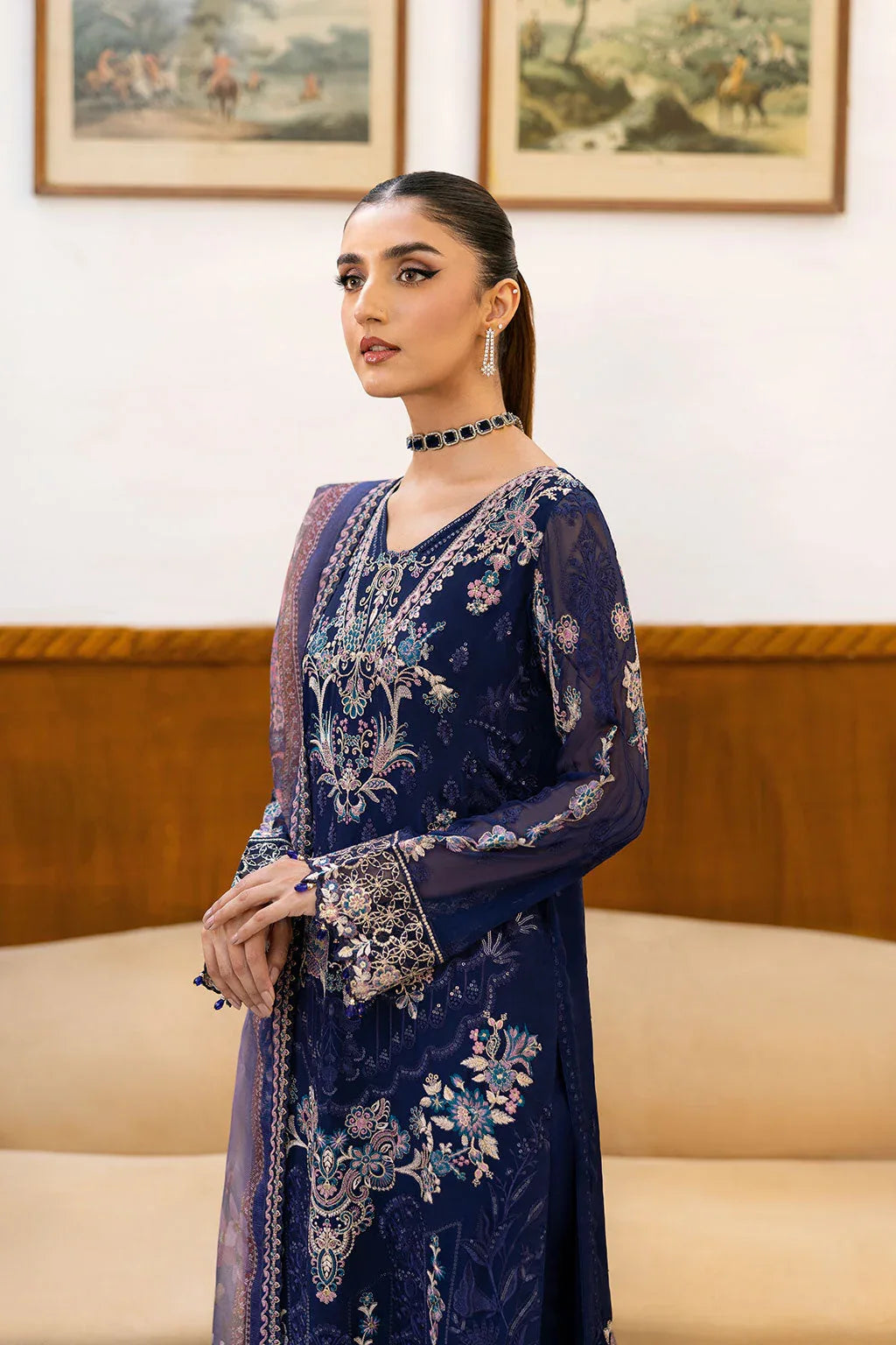 Ramsha | Chevron Chiffon Collection | A-1012 - Aqsa Fabrics