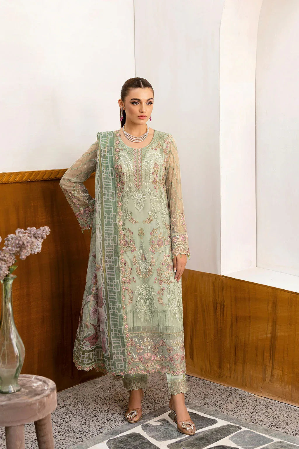 Ramsha | Chevron Chiffon Collection | A-1003 - Aqsa Fabrics
