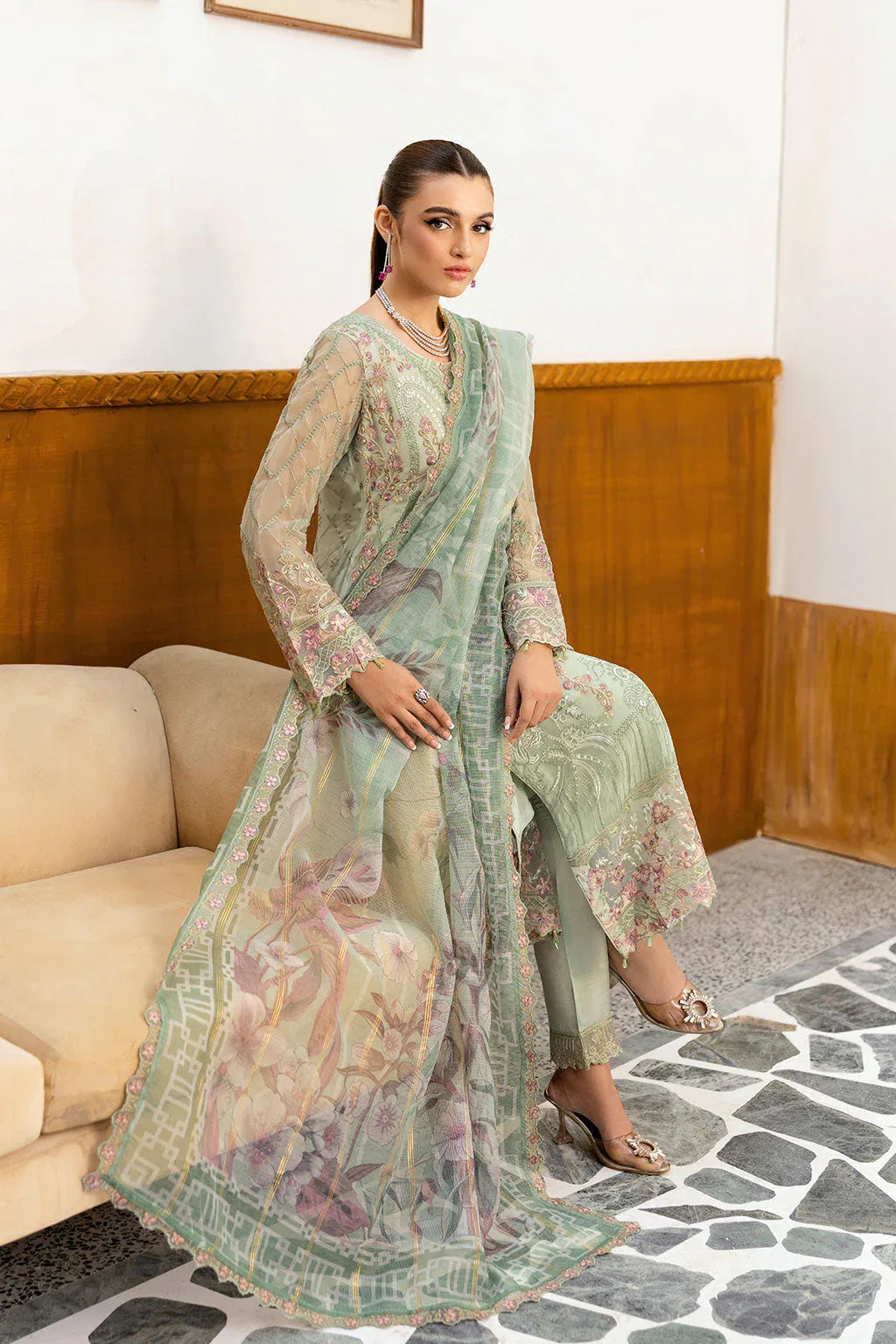 Ramsha | Chevron Chiffon Collection | A-1003 - Aqsa Fabrics