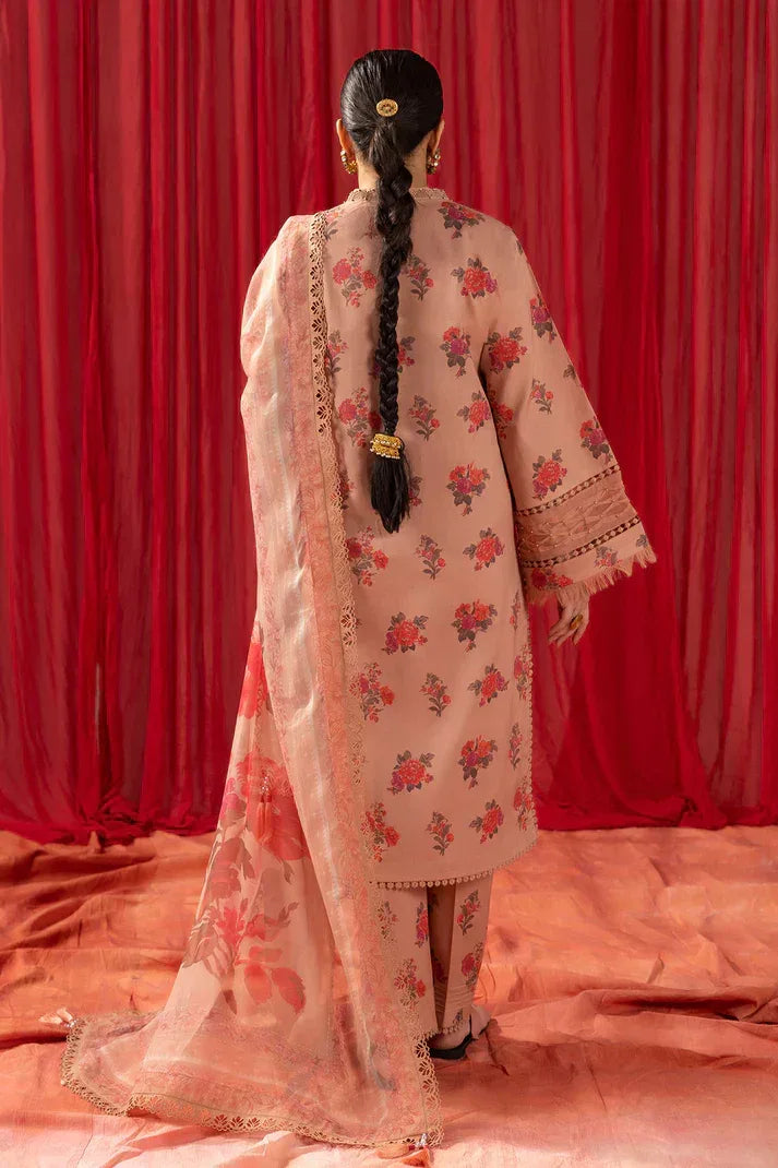 Alizeh | Sheen Lawn Prints 24 | Coral Peach - Aqsa Fabrics