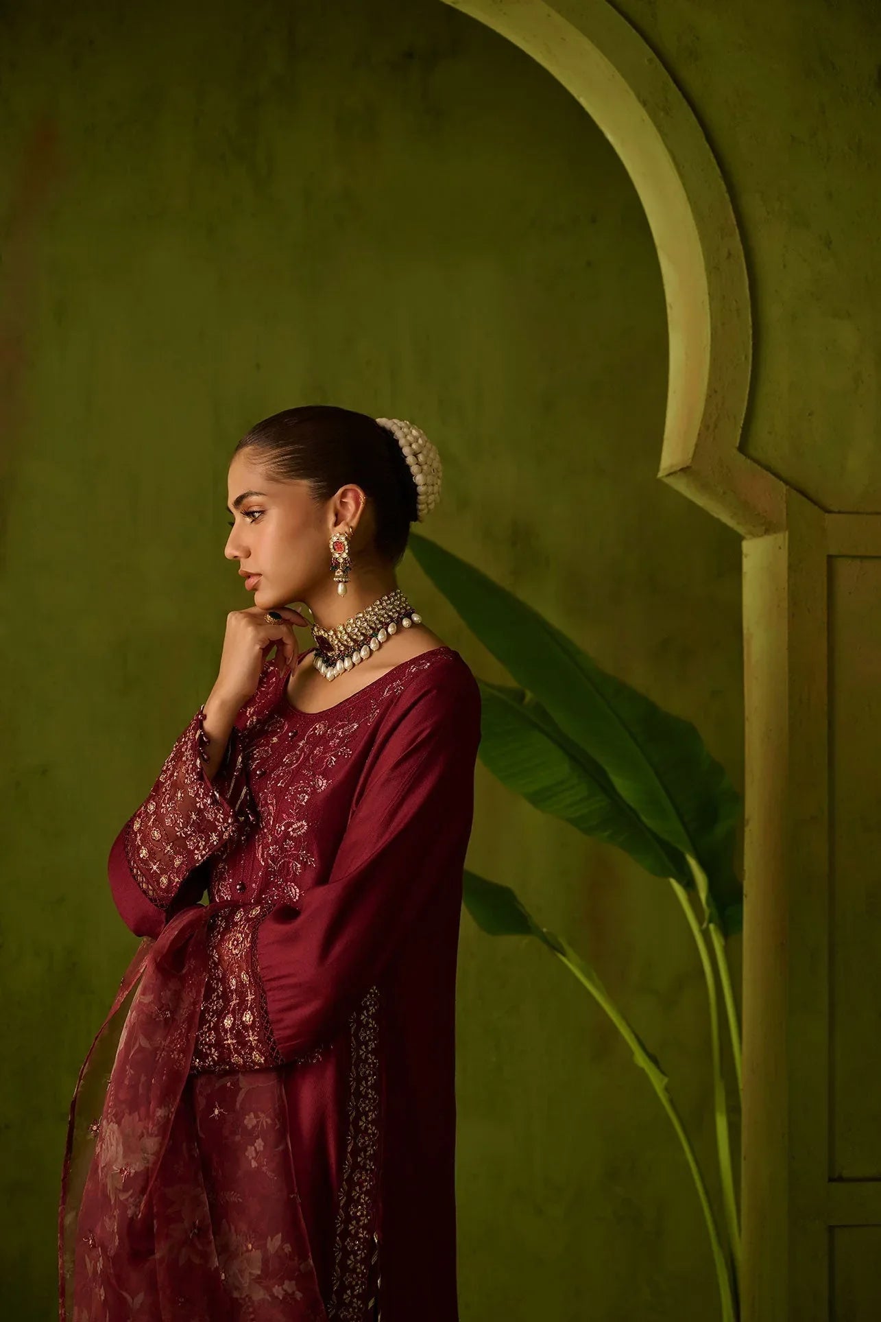 Dhanak | Festive Formals | SS24DU-3197 MAROON 3Pcs - Aqsa Fabrics