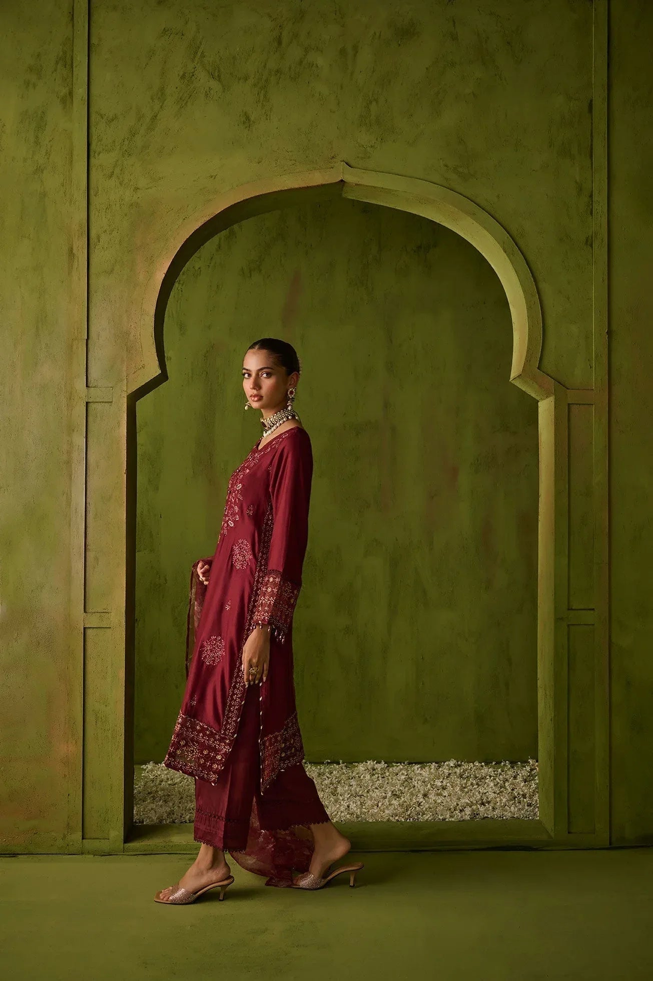 Dhanak | Festive Formals | SS24DU-3197 MAROON 3Pcs - Aqsa Fabrics