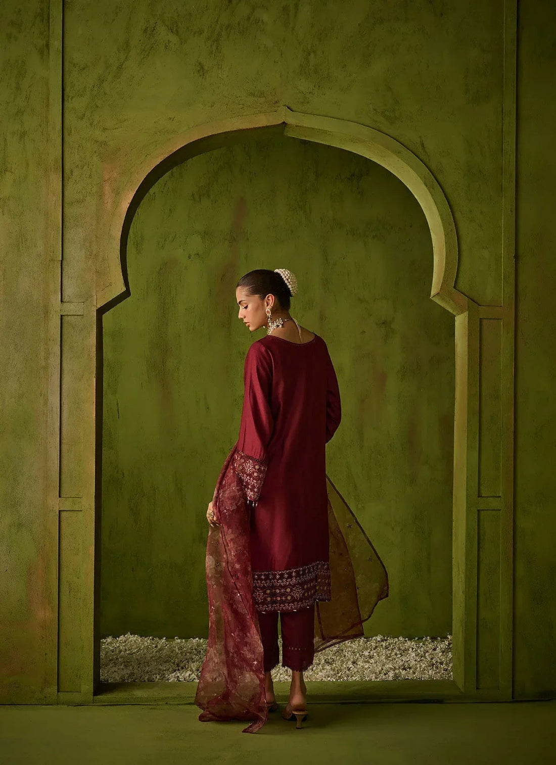 Dhanak | Festive Formals | SS24DU-3197 MAROON 3Pcs - Aqsa Fabrics