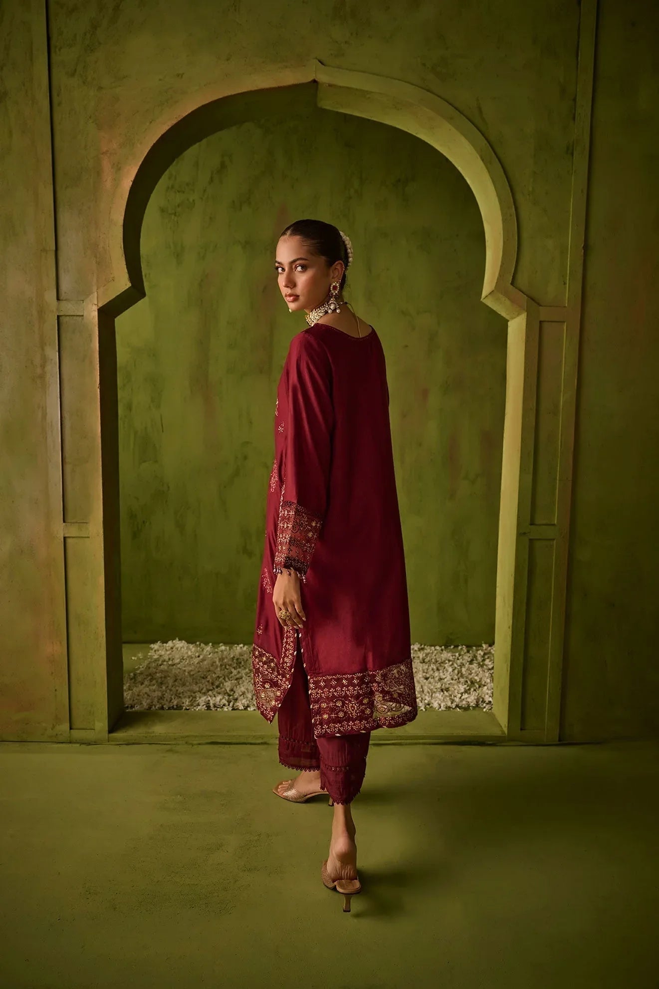 Dhanak | Festive Formals | SS24DU-3197 MAROON 3Pcs - Aqsa Fabrics