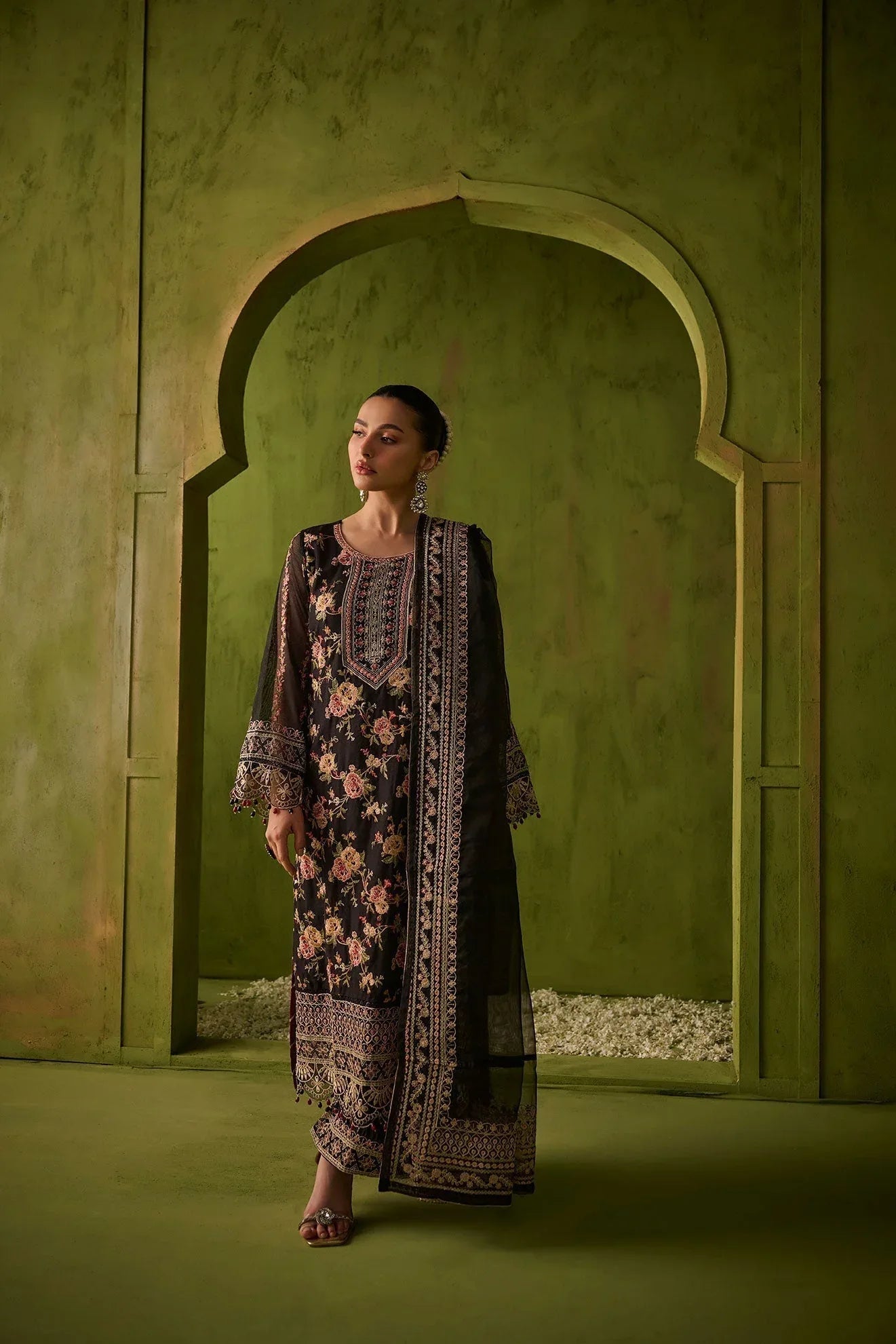 Dhanak | Festive Formals | SS24DU-3192 BLACK 3Pcs - Aqsa Fabrics