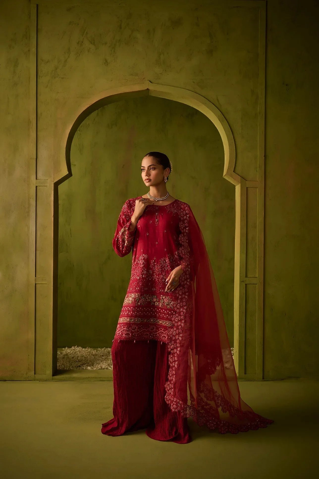 Dhanak | Festive Formals | SS24DU-3200 DARK-PINK 3Pcs - Aqsa Fabrics