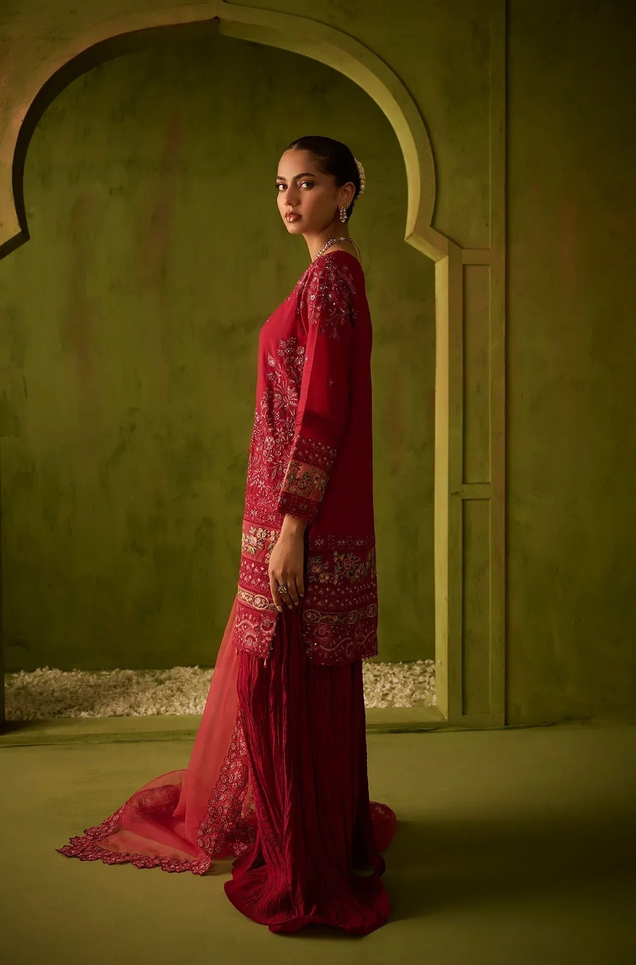 Dhanak | Festive Formals | SS24DU-3200 DARK-PINK 3Pcs - Aqsa Fabrics