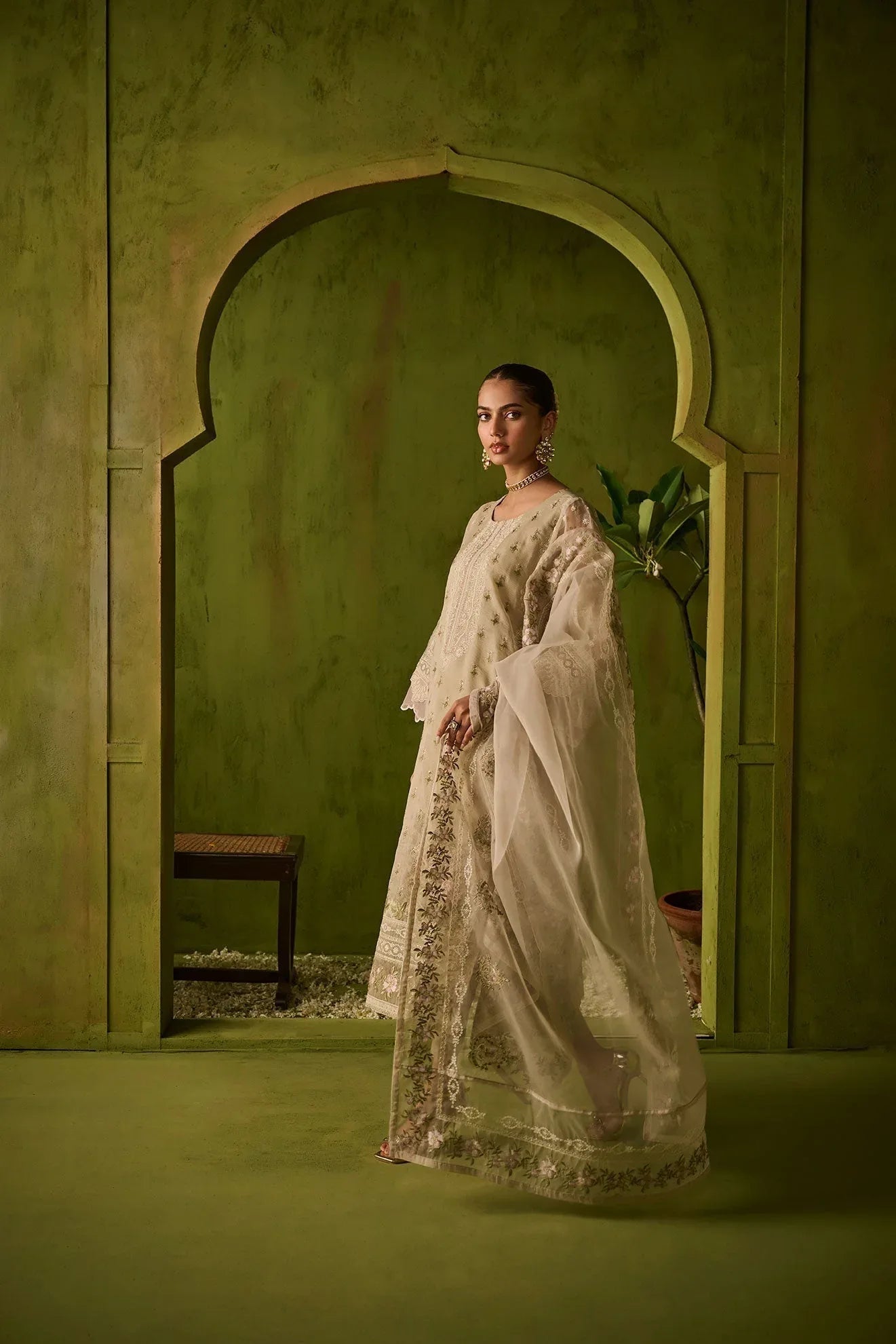 Dhanak | Festive Formals | SS24DU-3194 BEIGE 3Pcs - Aqsa Fabrics