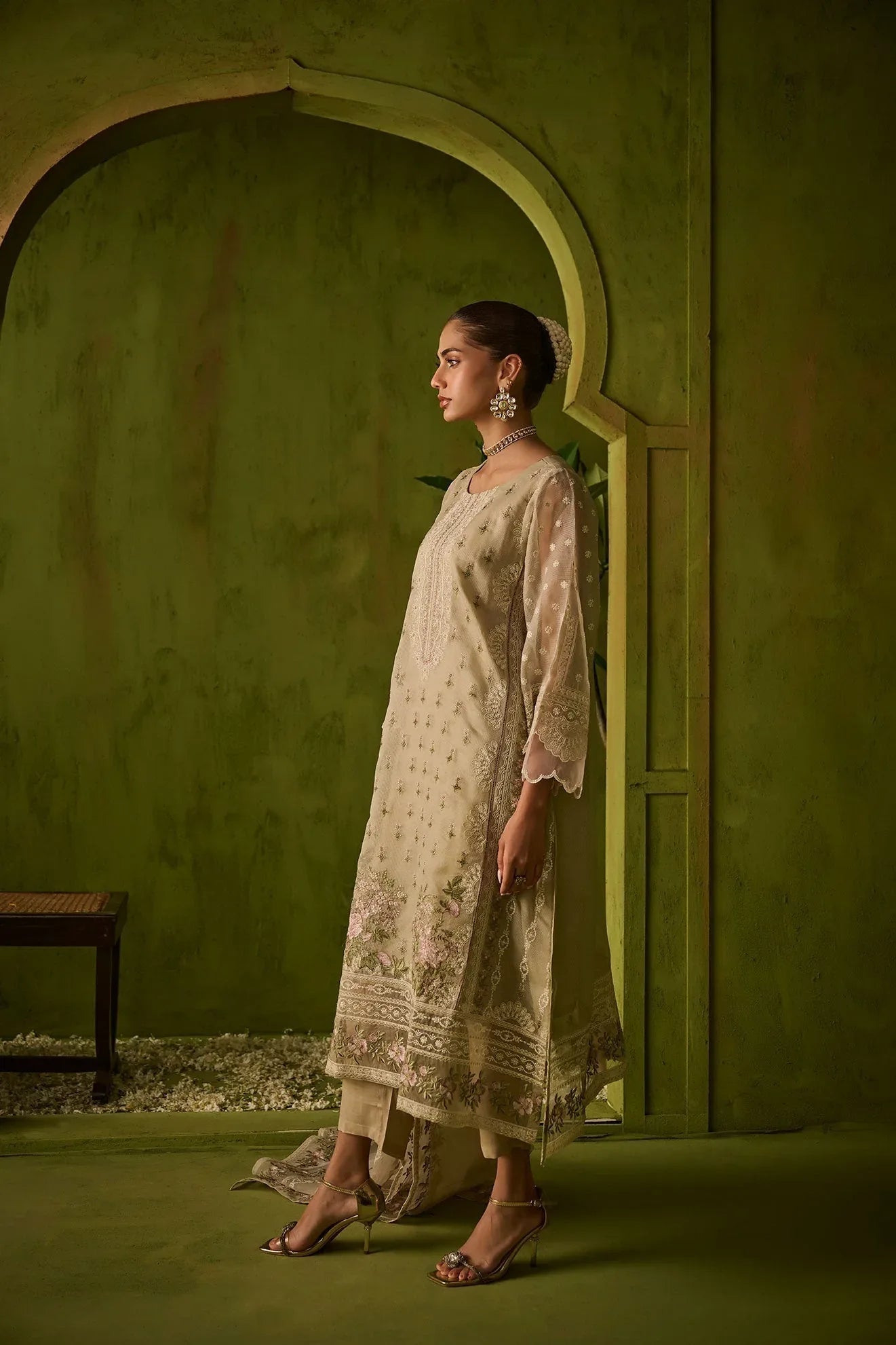 Dhanak | Festive Formals | SS24DU-3194 BEIGE 3Pcs - Aqsa Fabrics