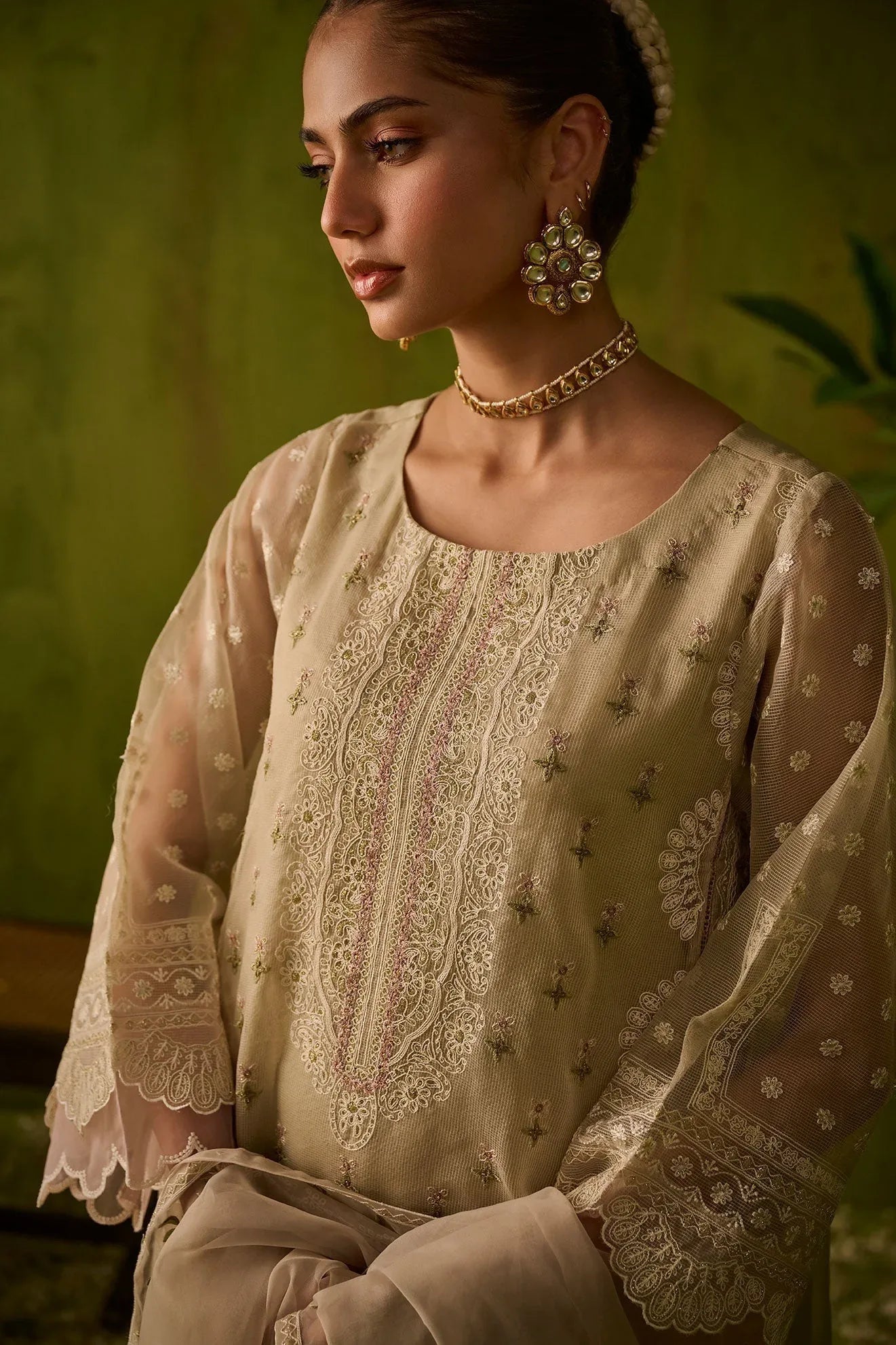 Dhanak | Festive Formals | SS24DU-3194 BEIGE 3Pcs - Aqsa Fabrics