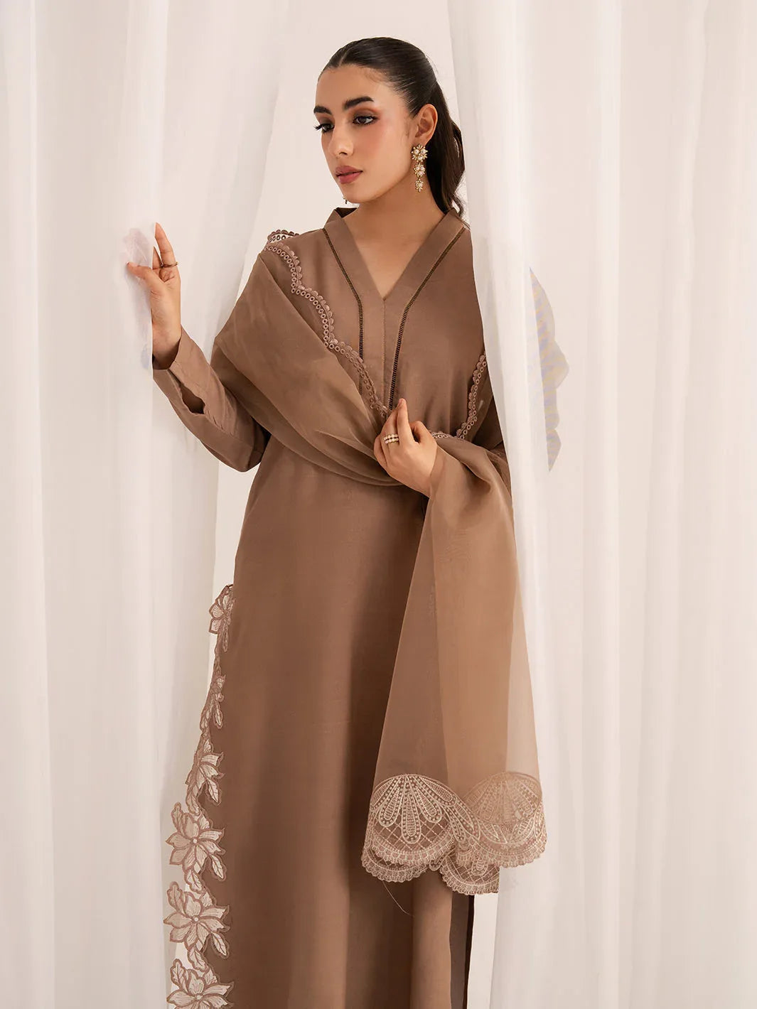 Izel | The Silk Chapter | Caramel - Aqsa Fabrics