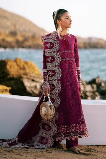 AJR Couture | Dastan Luxury Lawn 25 | Cherry Wine - Aqsa Fabrics
