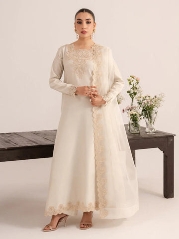 Izel | The Silk Chapter | Creme - Aqsa Fabrics