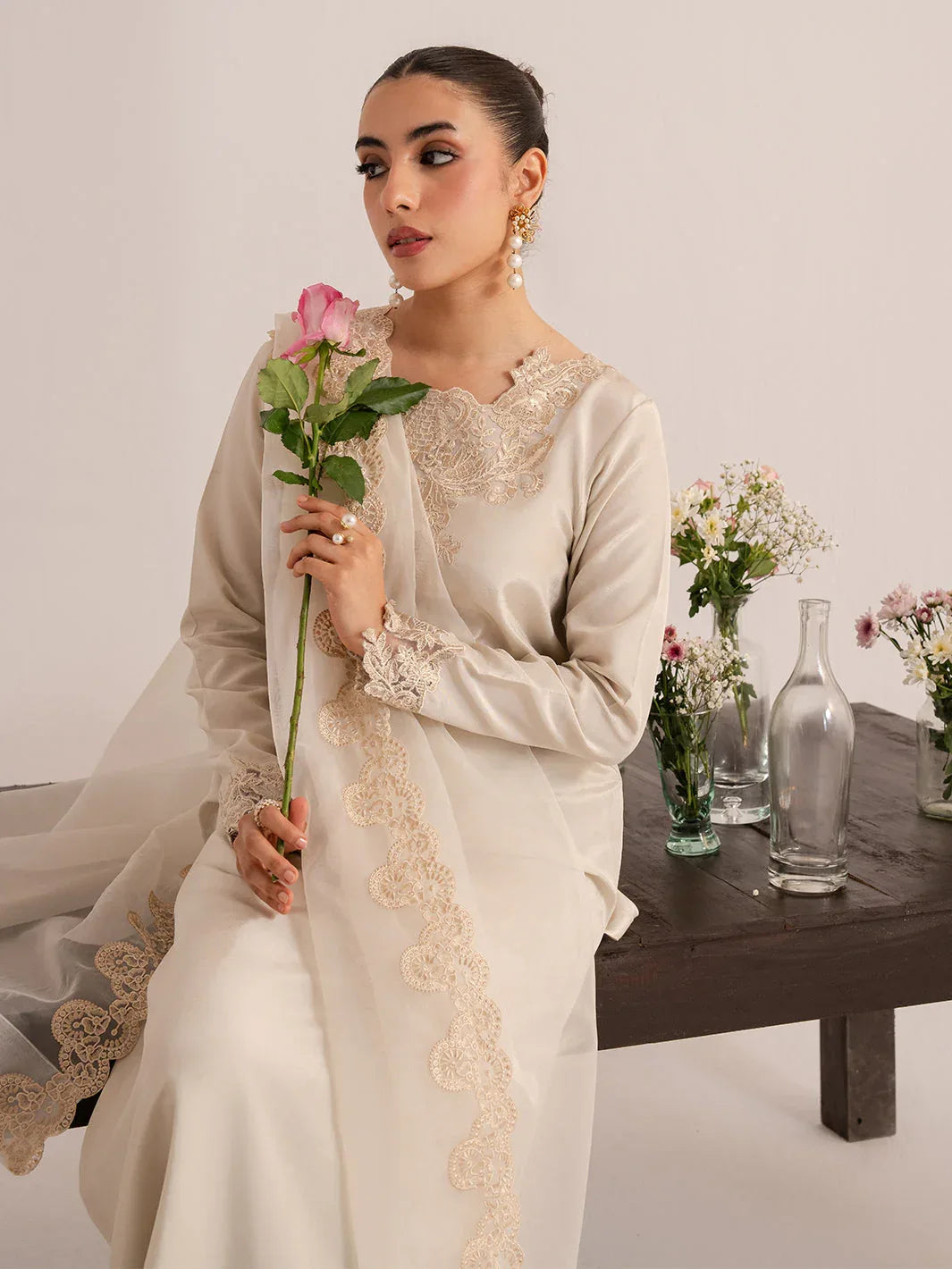 Izel | The Silk Chapter | Creme - Aqsa Fabrics