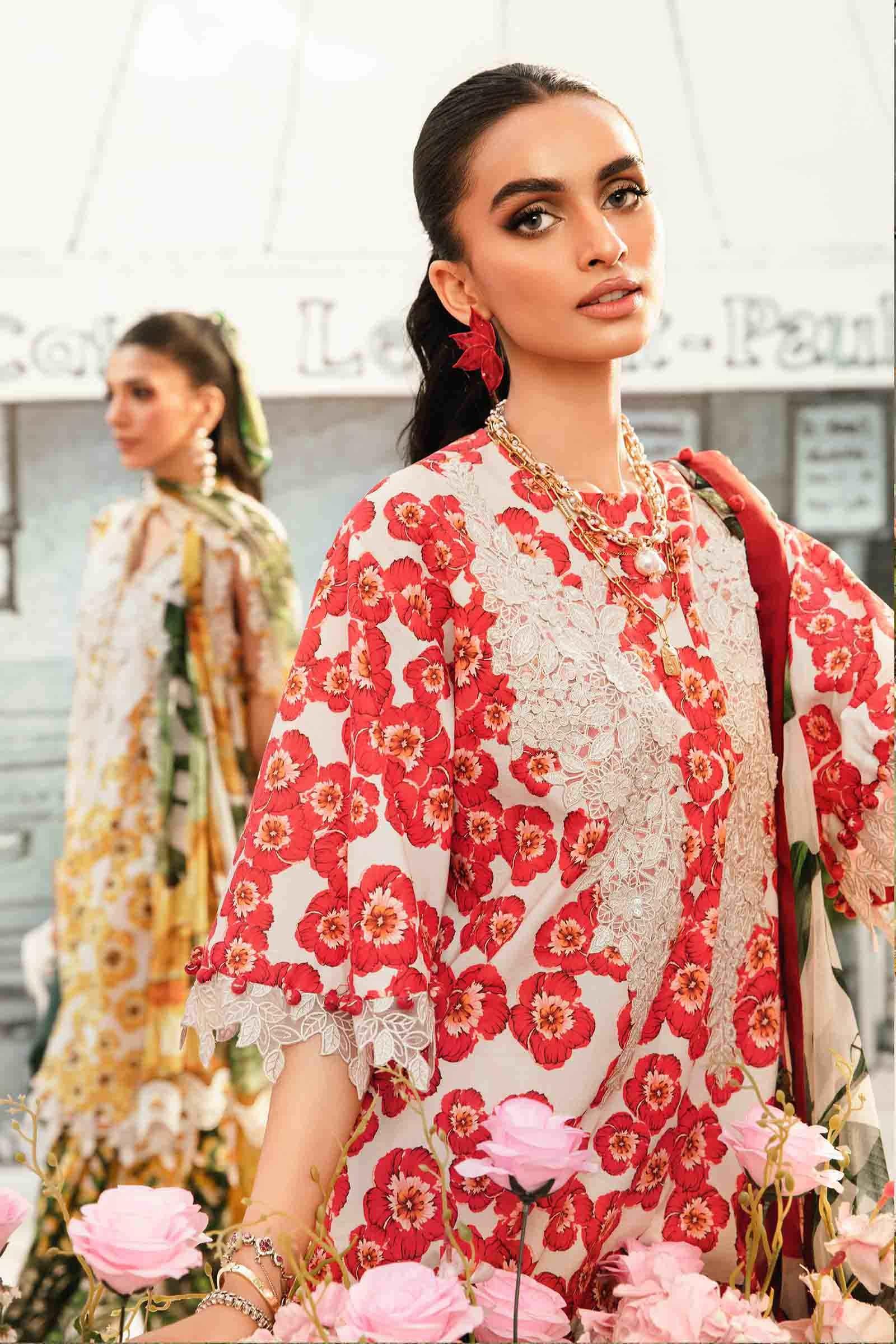 3 Piece Unstitched Embroidered Lawn Suit | MPT-2606-B - Aqsa Fabrics