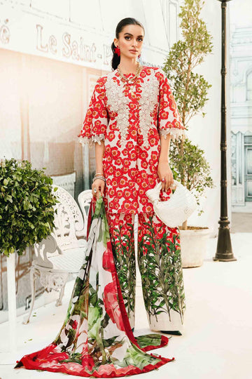 3 Piece Unstitched Embroidered Lawn Suit | MPT-2606-B - Aqsa Fabrics