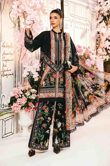 3 Piece Unstitched Embroidered Lawn Suit | MPT-2610-B - Aqsa Fabrics