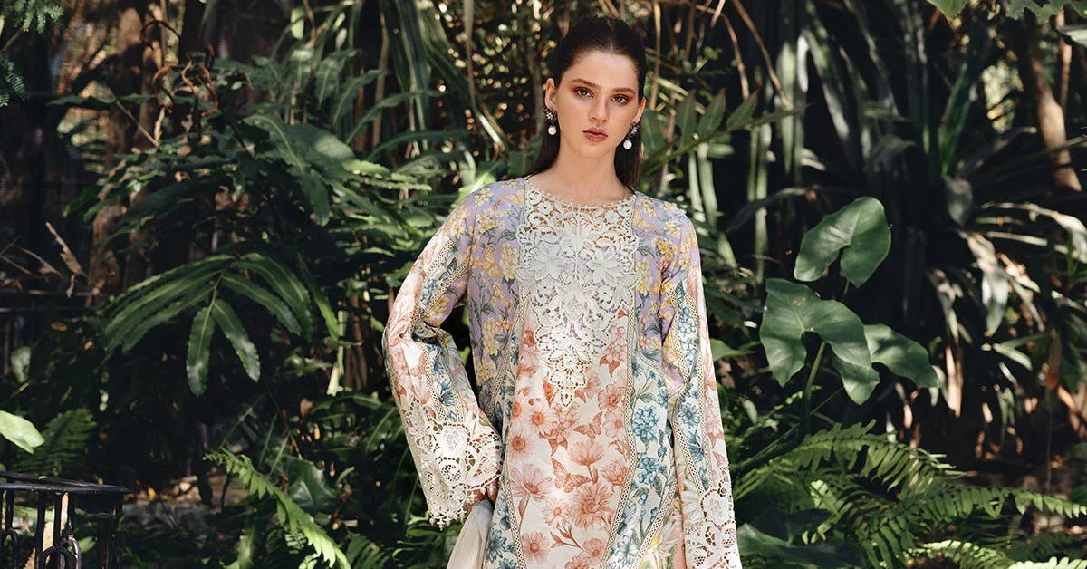 3 Piece Unstitched Embroidered Lawn Suit - Aqsa Fabrics